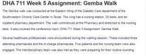 DHA 711 Week 5 Assignment: Gemba Walk