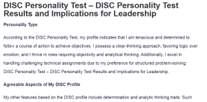 DISC Personality Test – DISC Personality Test Results and Implications for Leadership