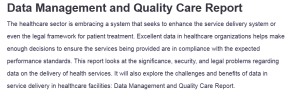 Data Management and Quality Care Report