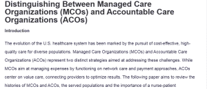 Distinguishing Between Managed Care Organizations (MCOs) and Accountable Care Organizations (ACOs)