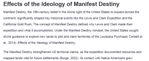 Effects of the Ideology of Manifest Destiny