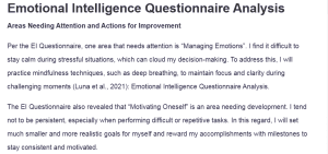 Emotional Intelligence Questionnaire Analysis