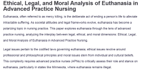 Ethical, Legal, and Moral Analysis of Euthanasia in Advanced Practice Nursing
