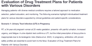 Evaluation of Drug Treatment Plans for Patients with Various Disorders
