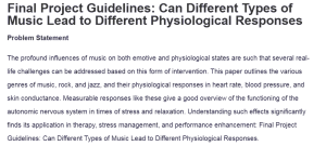 Final Project Guidelines: Can Different Types of Music Lead to Different Physiological Responses