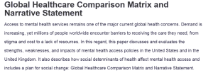 Global Healthcare Comparison Matrix and Narrative Statement