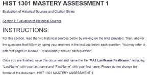 HIST 1301 MASTERY ASSESSMENT 1