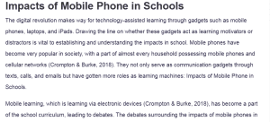 Impacts of Mobile Phone in Schools