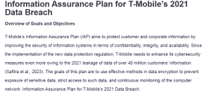 Information Assurance Plan for T-Mobile’s 2021 Data Breach