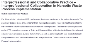 Interprofessional and Collaborative Practice – Interprofessional Collaboration in Narcotic Waste Process Implementation