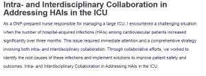 Intra- and Interdisciplinary Collaboration in Addressing HAIs in the ICU