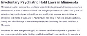 Involuntary Psychiatric Hold Laws in Minnesota
