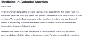 Medicine in Colonial America