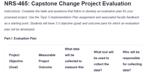 NRS-465: Capstone Change Project Evaluation