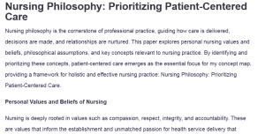Nursing Philosophy: Prioritizing Patient-Centered Care