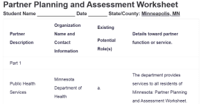 Partner Planning and Assessment Worksheet