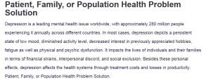 Patient, Family, or Population Health Problem Solution