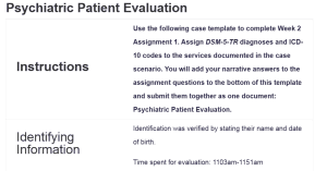 Psychiatric Patient Evaluation