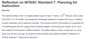 Reflection on INTASC Standard 7: Planning for Instruction