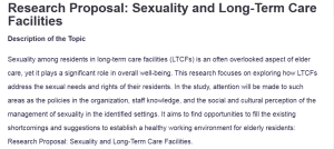 Research Proposal: Sexuality and Long-Term Care Facilities