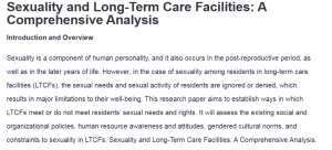Sexuality and Long-Term Care Facilities: A Comprehensive Analysis