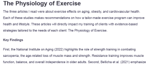 The Physiology of Exercise