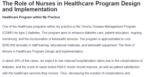 The Role of Nurses in Healthcare Program Design and Implementation