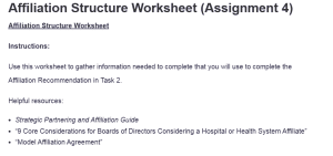Affiliation Structure Worksheet (Assignment 4)