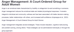 Anger Management- A Court-Ordered Group for Adult Women