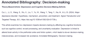 Annotated Bibliography: Decision-making