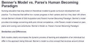 Benner’s Model vs. Parse’s Human Becoming Paradigm