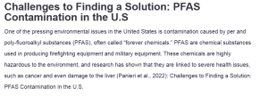 Challenges to Finding a Solution: PFAS Contamination in the U.S