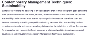 Contemporary Management Techniques: Sustainability
