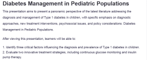 Diabetes Management in Pediatric Populations