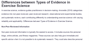 Differences between Types of Evidence in Exercise Science