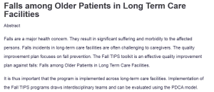 Falls among Older Patients in Long Term Care Facilities