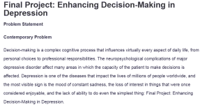 Final Project: Enhancing Decision-Making in Depression