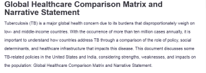 Global Healthcare Comparison Matrix and Narrative Statement