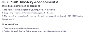 HIST 1301 Mastery Assessment 3