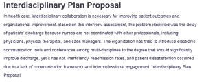 Interdisciplinary Plan Proposal