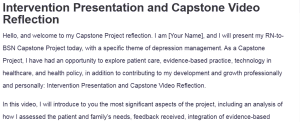 Intervention Presentation and Capstone Video Reflection