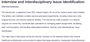 Interview and Interdisciplinary Issue Identification