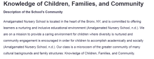 Knowledge of Children, Families, and Community
