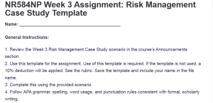 NR584NP Week 3 Assignment: Risk Management Case Study Template