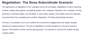 Negotiation: The Boss-Subordinate Scenario