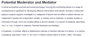Potential Moderator and Mediator