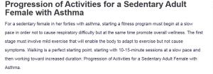 Progression of Activities for a Sedentary Adult Female with Asthma
