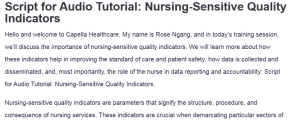 Script for Audio Tutorial: Nursing-Sensitive Quality Indicators
