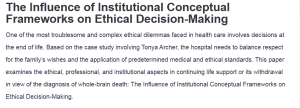 The Influence of Institutional Conceptual Frameworks on Ethical Decision-Making