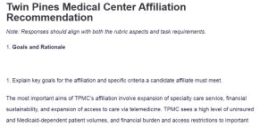 Twin Pines Medical Center Affiliation Recommendation